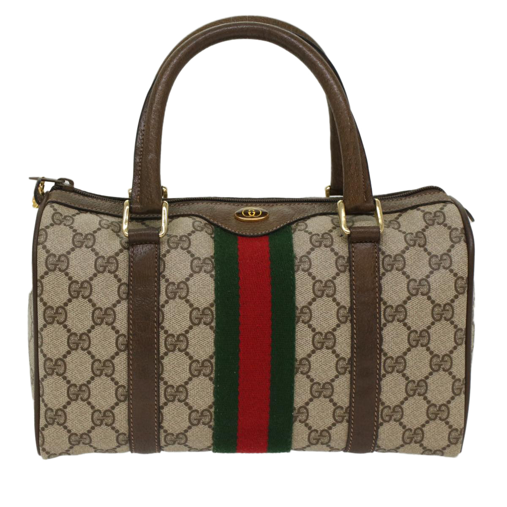 GUCCI GG Canvas Web Sherry Line Boston Bag Beige Red 3902006 Auth bs7253 - Picture 2 of 16